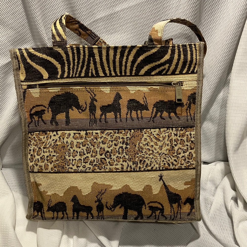 Jade Safari Animal-Print Canvas Tote in Brown and Black - Picture 3 of 7
